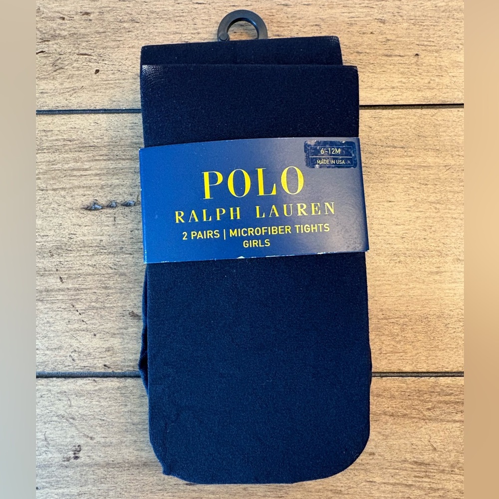 NWT Ralph Lauren Baby, Black Tights, 2 Pairs, Size 6-12 months